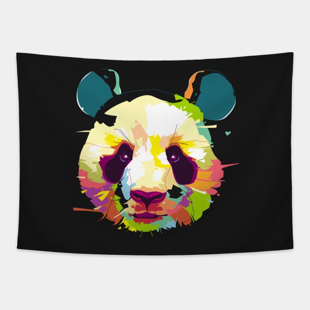 Panda - Animal Life - Popart Portrait Tapestry by JakeRhodes