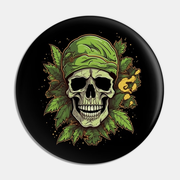 Cannabis Sugar Skull Pin by FrogandFog