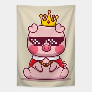 Cute King Pig Wearing Glasses Tapestry