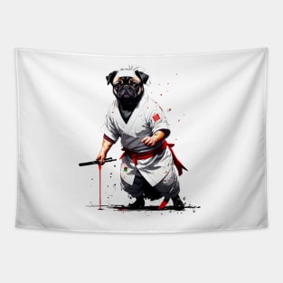 Whimsical Black Pug Chef: A Delightful Culinary Companion Tapestry