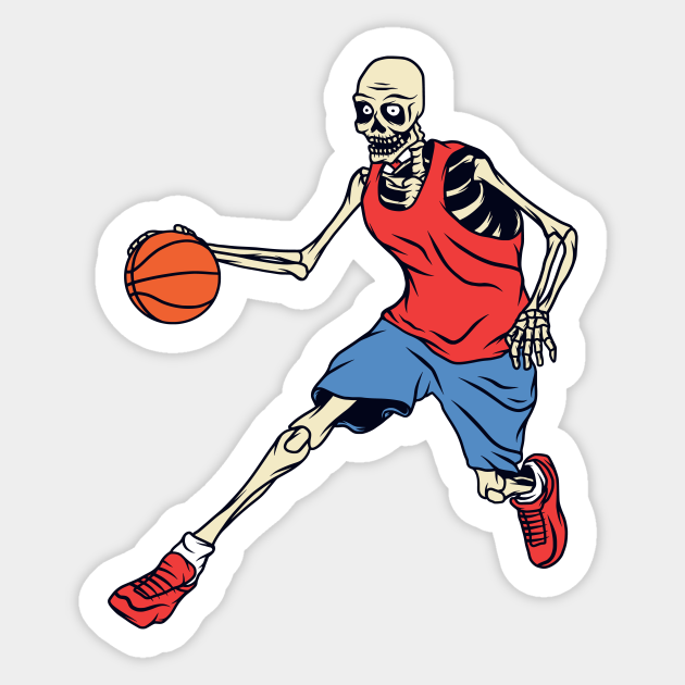 Skeleton Basketball Player - Skeleton Basketball Halloween - Sticker ...