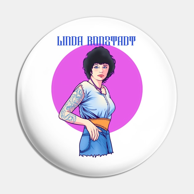 Linda Ronstadt Fan Art Design Pin by margueritesauvages