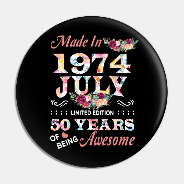 July Flower Made In 1974 50 Years Of Being Awesome Pin by Kontjo