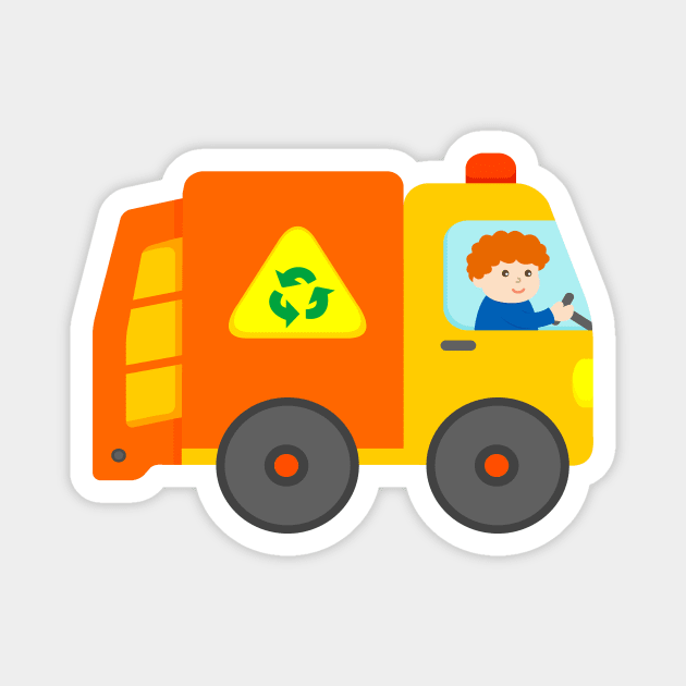 Trash Collector Garbage Truck Boy Magnet by samshirts