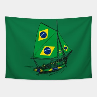 Vintage Brazil Flag Galleon Ship Sailor Team of Brazil Pride | Support Brazil Country Tapestry