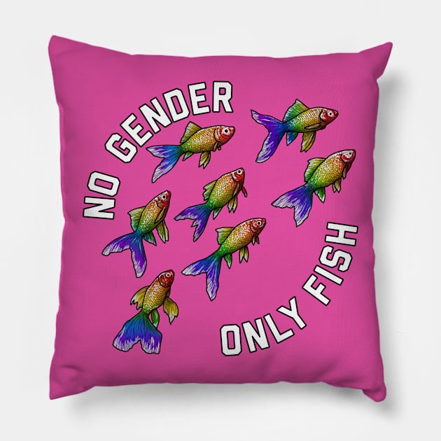 No Gender Only Fish Rainbow Pillow by Art by Veya