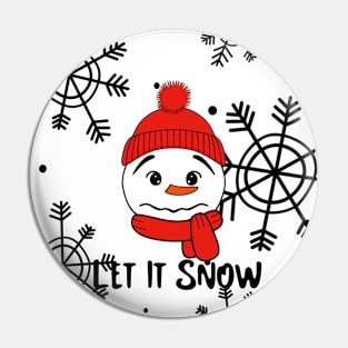 Let It Snow Snowman Face Pin