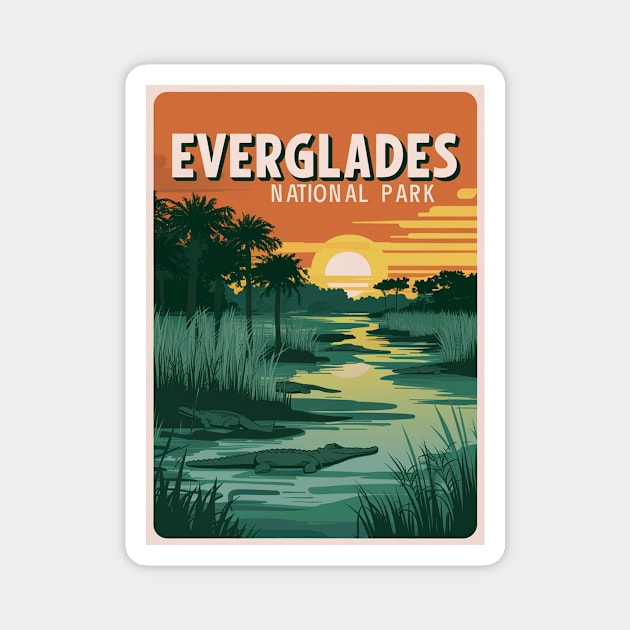 Retro Everglades National Park Poster Magnet by Perspektiva