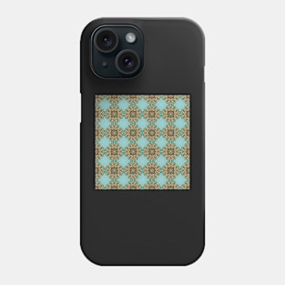 Turquoise and Gold gemmed Kaleidoscope pattern 5 Phone Case