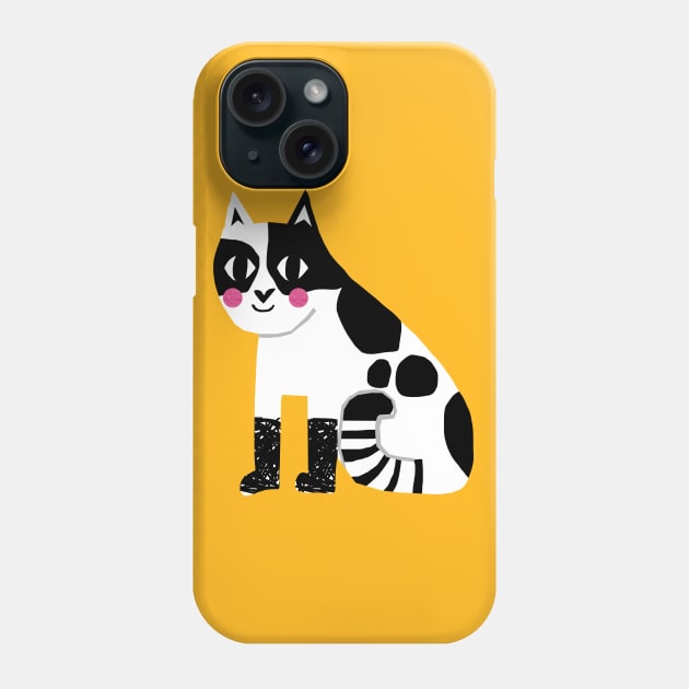 Black and White Cat Phone Case by wacka