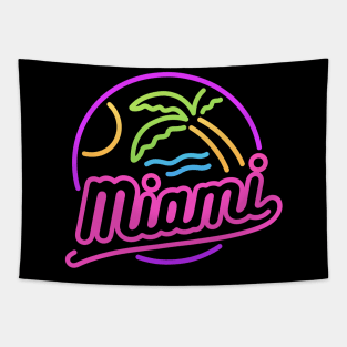 Miami Sign Retro - Retrowave Tapestry