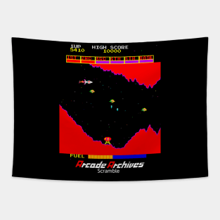 Mod.1 Arcade Scramble Space Invader Video Game Tapestry