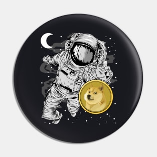 Astronaut Reaching Dogecoin DOGE Coin To The Moon Crypto Token Cryptocurrency Wallet Birthday Gift For Men Women Kids Pin