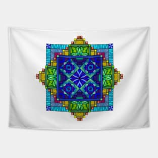 Psychedelic Abstract colourful work 155 Crest Tapestry