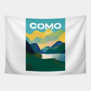 Lake Como Old Travel Poster Retro Wall Art Illustration Tapestry