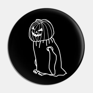 Minimal White Line Penguin Wearing Halloween Horror Costume Pin