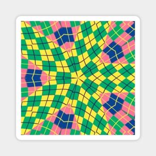Colorful Kaleidoscope Checkered Design Magnet