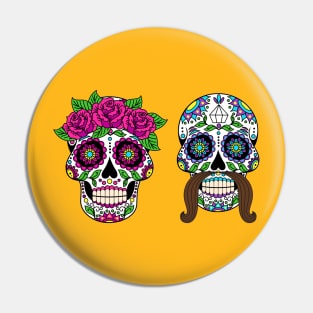 Couple Sugar Skulls Pin