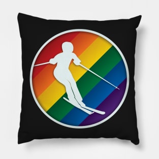 LGBTQ+ Skier without ponytail Pillow