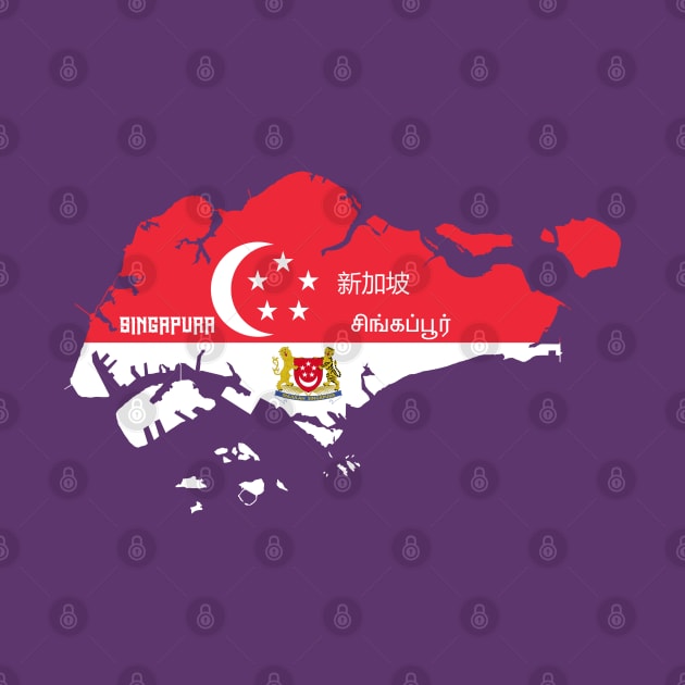 Singapore flag & map by Travellers