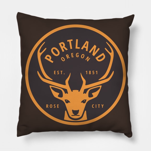 Portland Oregon Pillow by TravelBadge