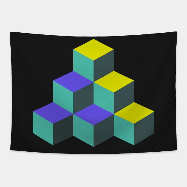 Minimal 80s Cubes Arcade Design Tapestry by MeatMan