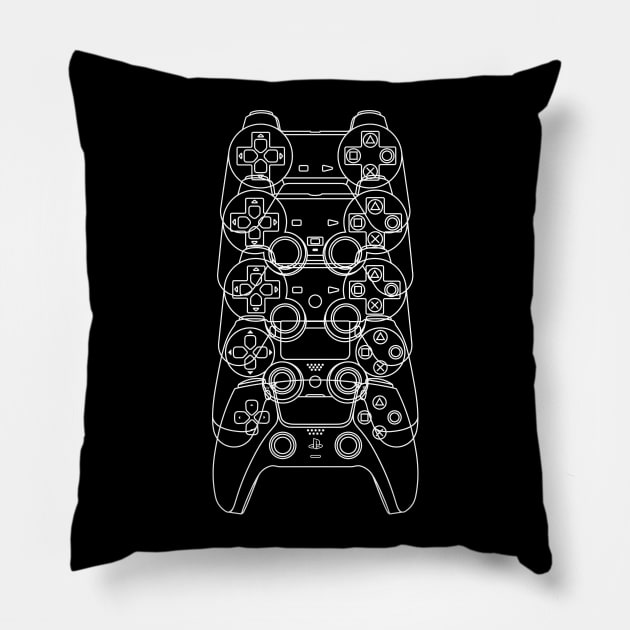 Controles de PlayStation PS1-PS5 (Lineas Blanca) Pillow by ZeroSagitary