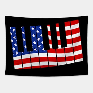 USA Flag Piano Pianist 4th July Tapestry