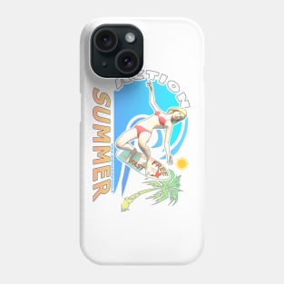 Girl in Action on Surf in Summer Phone Case