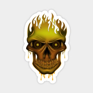 Flame Skull - Gold Magnet