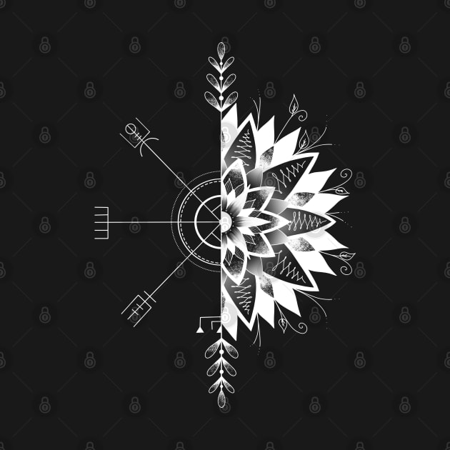 Viking Compass with Flower Design [White] by Night-Artist