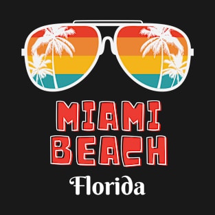 Miami Beach Florida Vintage 70s Retro Throwback Sunglasses T-Shirt