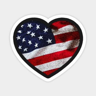 Distressed American Flag Heart Design Magnet