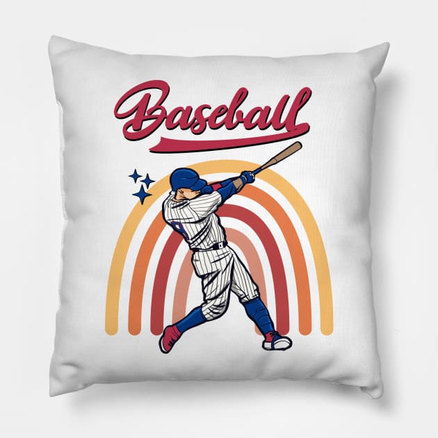 Take october retro baseball design Pillow by Syntax Wear