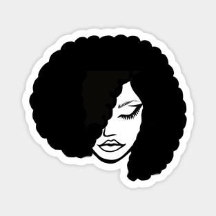 black and white afro art woman simple art Magnet