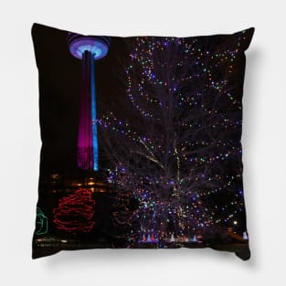 Niagara Falls Skylon Tower with Christmas Lights Pillow