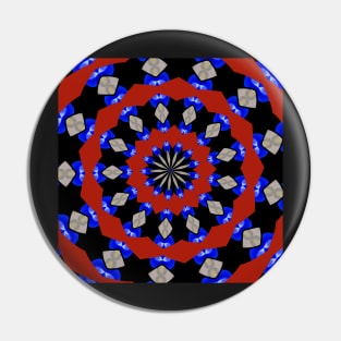 Red Gray Blue Kaleidoscope Pin