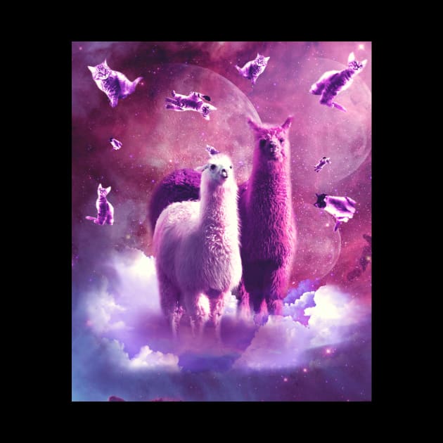 Outer Space Galaxy Cat With Llama by Random Galaxy