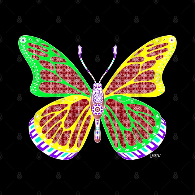 miss butterfly ecopop in mexican ornament art in bug realm by jorge_lebeau