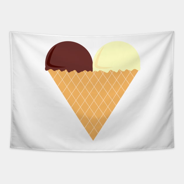 Chocolate And Banana Love Heart Ice-Cream Digital Art | Melanie Jensen Illustrations Tapestry by illusima