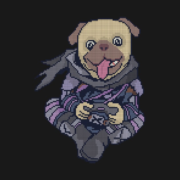 Pixel Gamer Pug - low-bit graphics - gift by sweetczak