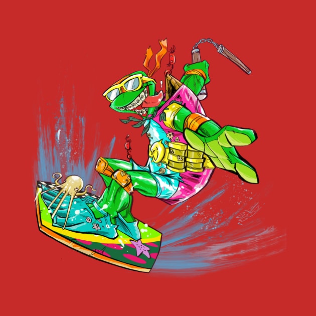 TMNT Sewer Surfing Mikey by markodjeska