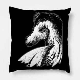 Ink drawing - dragon - fantasy inspired designs Pillow