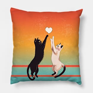 Love's In The Air Cute Cats Reaching Out Art Pillow