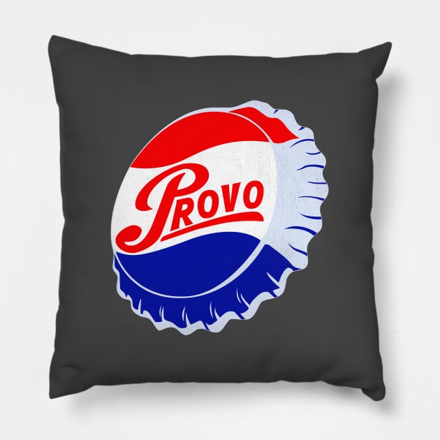 Provo Cola Cap Pillow by LocalZonly