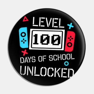 Level 100 Days Of School Unlocked Gaming Video Gamer Boys Pin