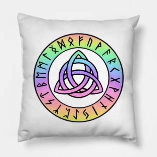 Celtic Knot symbol with Elder Futhark Runes Pillow