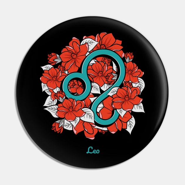 Floral Zodiac Sign Leo Gift Women Men Pin by teeleoshirts