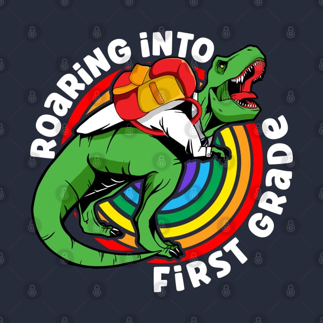 1st Grade Dinosaur Roaring T Rex Back To School First Grader Kids Boys by Rebrand