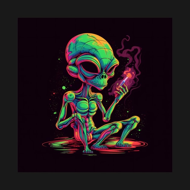 Smoking alien by pixnsheezy